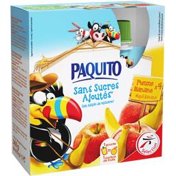 PAQUITO : PUREE DE FRUITS POMME BANANE SANS SUCRE AJOUTES LES 4 GOURDE DE 90G